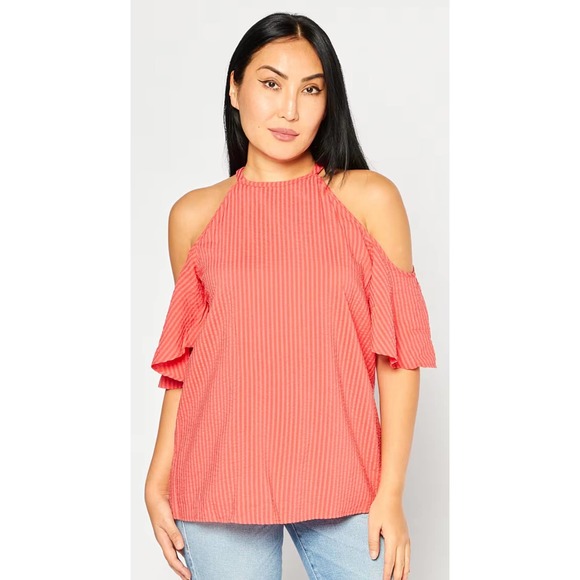 MICHAEL Michael Kors Tops - MICHAEL KORS NWT WOMEN'S STRIPPED TOP COLD SHOULDER
